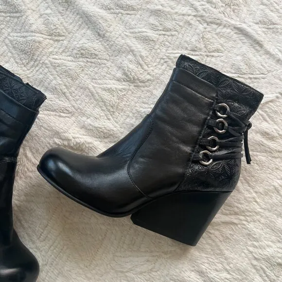 Miz Moox Katrina Black Leather Heeled Ankle Boots