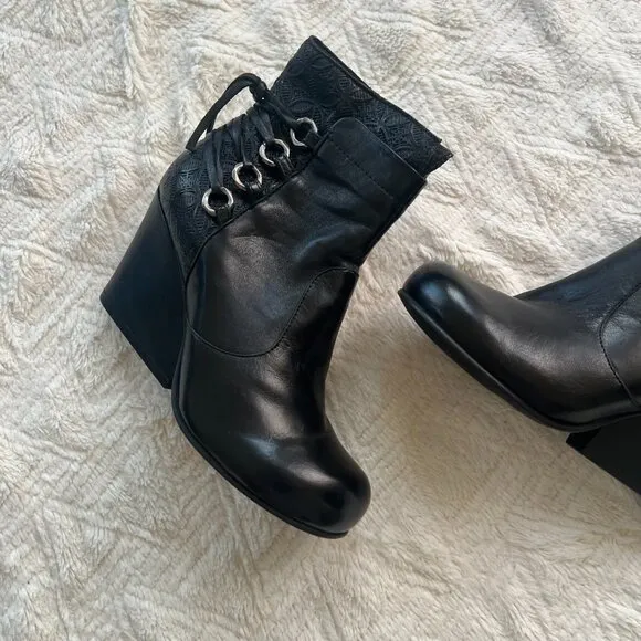 Miz Moox Katrina Black Leather Heeled Ankle Boots