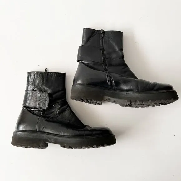 MM6 Maison Martin Margiela Microsole Lug Sole Combat Chelsea Boots Black Size 40