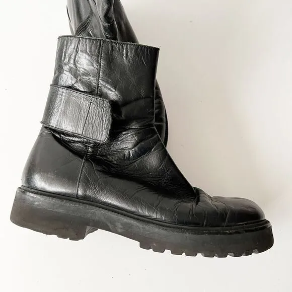 MM6 Maison Martin Margiela Microsole Lug Sole Combat Chelsea Boots Black Size 40
