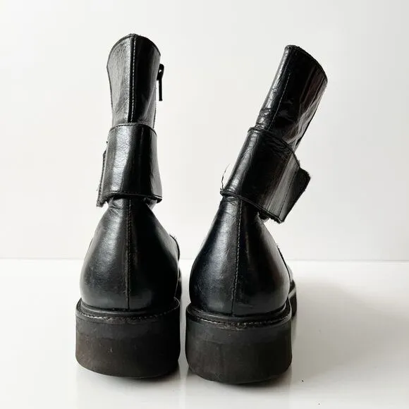 MM6 Maison Martin Margiela Microsole Lug Sole Combat Chelsea Boots Black Size 40