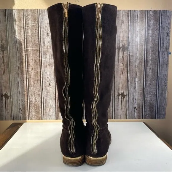 Modern Vice- “Charm” Brown Suede Knee High Boots