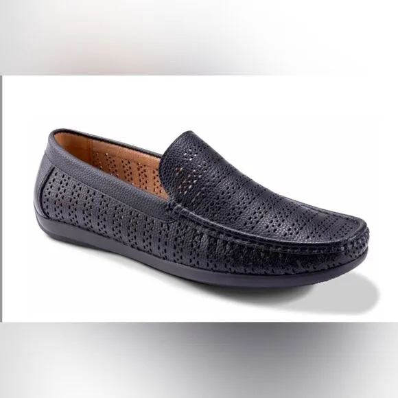 MONTIQUE MEN'S BLACK PERFORATED DRIVING SHOE S22.