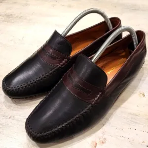 Moreschi Two-tone Leather Driving Loafers - Size 8.5 - Black and Brown