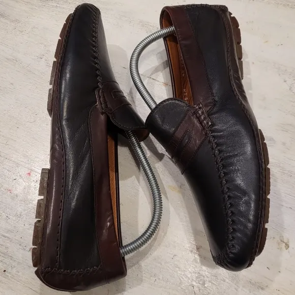 Moreschi Two-tone Leather Driving Loafers - Size 8.5 - Black and Brown