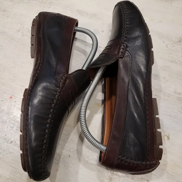 Moreschi Two-tone Leather Driving Loafers - Size 8.5 - Black and Brown