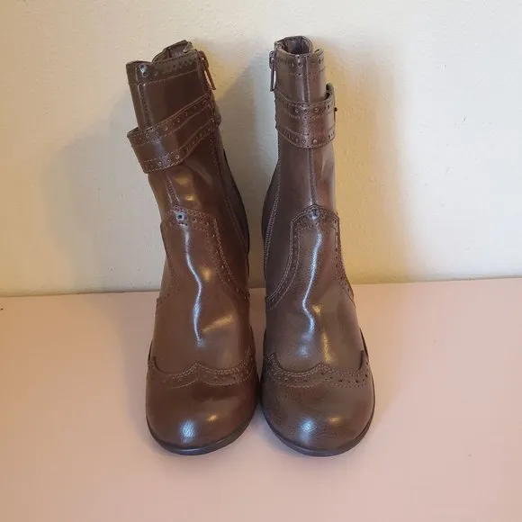 Mudd 7M Brown Chunky Heels 90s Y2K School Girl Boots ELSA Western Wingtip