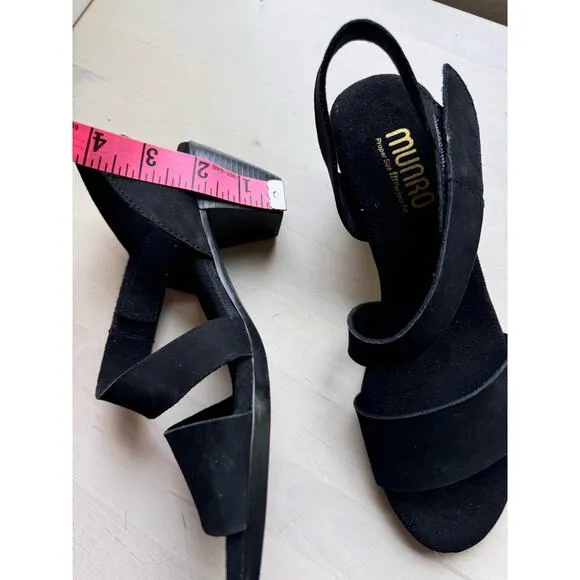 Munro heel sandals Lucia Black Nubuck size 7