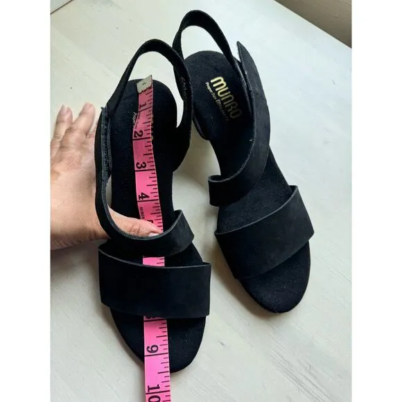 Munro heel sandals Lucia Black Nubuck size 7