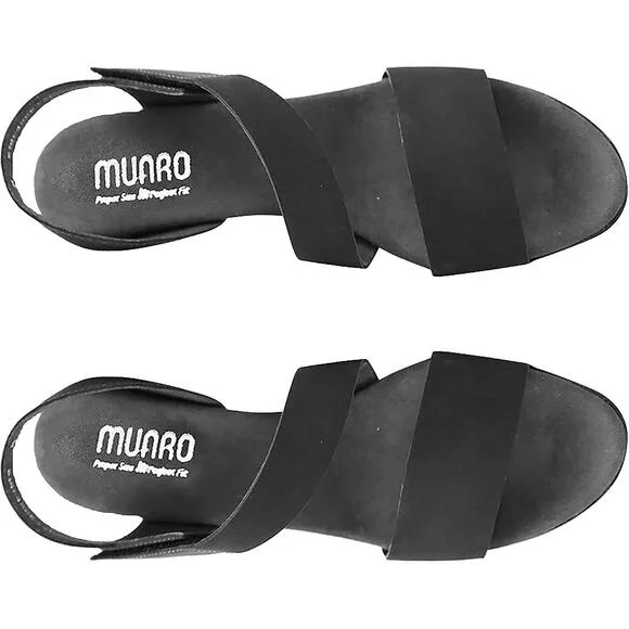 Munro heel sandals Lucia Black Nubuck size 7
