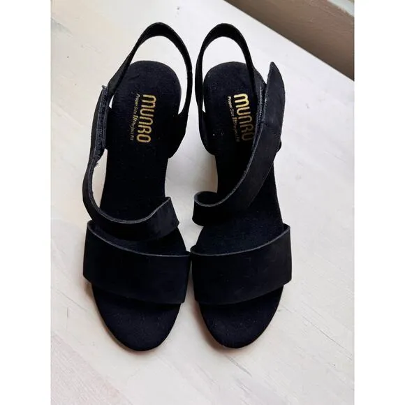 Munro heel sandals Lucia Black Nubuck size 7