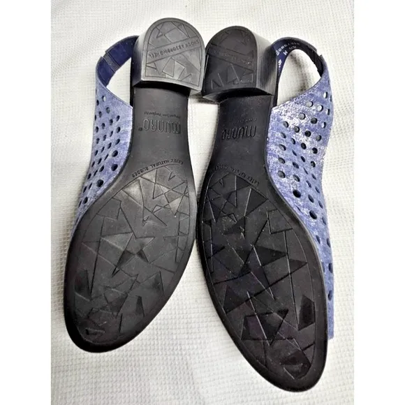 MUNRO Mickee Blue Metallic Leather Sling Back Sandals Size-8.5M