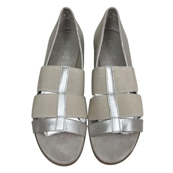 Munro Womens Naomi Sandals Stretch Vamps‎ Open Toe Metallic Champagne Sz 7.5