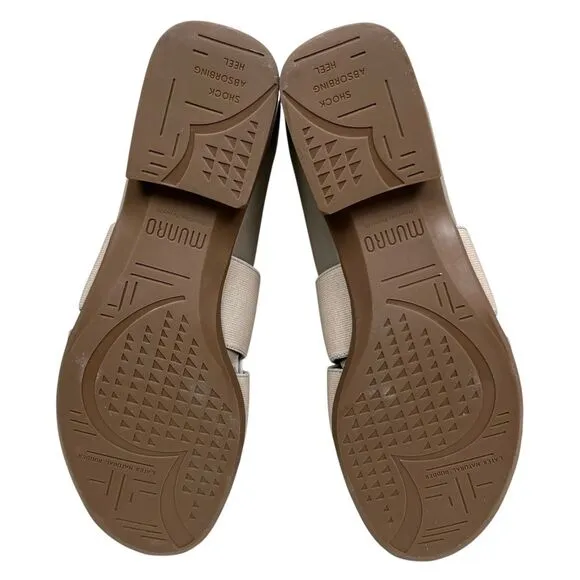 Munro Womens Naomi Sandals Stretch Vamps‎ Open Toe Metallic Champagne Sz 7.5