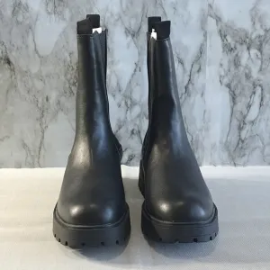 MYSOFT Women's Chelsea Combat Boots Mid-Calf Platform Chunky Heel Black Sz 8 1/2