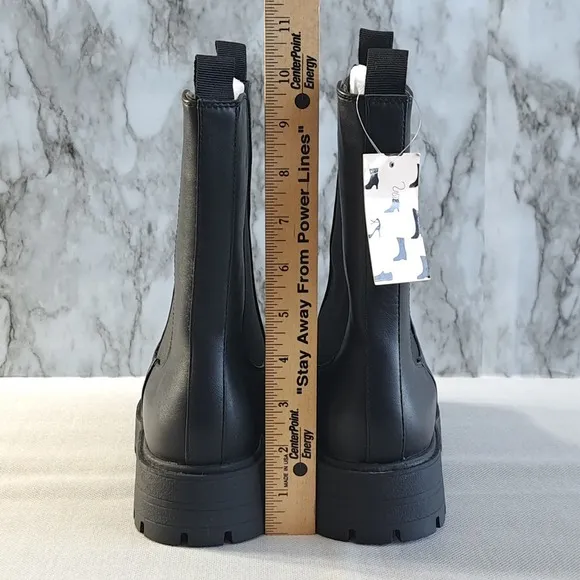 MYSOFT Women's Chelsea Combat Boots Mid-Calf Platform Chunky Heel Black Sz 8 1/2