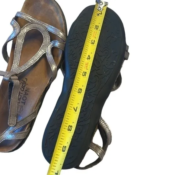 NAOT DORITH GLADIATOR SHIMMER OPEN TOE LEATHER SANDALS, US SIZE 7