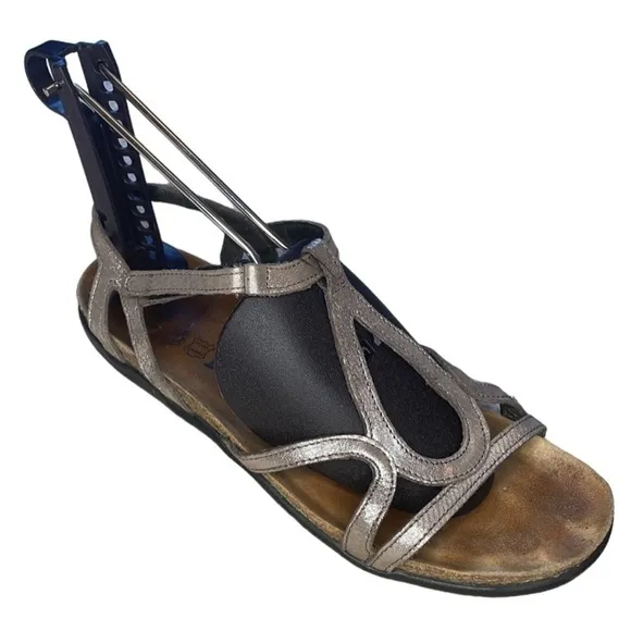 NAOT DORITH GLADIATOR SHIMMER OPEN TOE LEATHER SANDALS, US SIZE 7