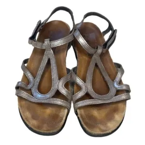 NAOT DORITH GLADIATOR SHIMMER OPEN TOE LEATHER SANDALS, US SIZE 7