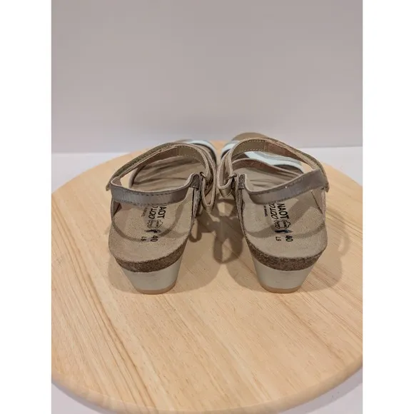 NAOT Footwear Hero Sandal Flats Strappy Hook Loop Silver Gold Womens 9.5 EU 40