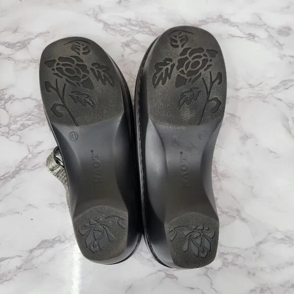 NAOT Women's Euro Size 41 Strappy Sandals Silver Leather Faux Snakeskin