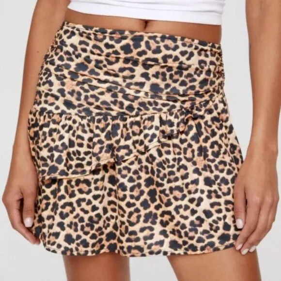 Nasty Gal Asymmetrical Leopard Print Ruffle Skirt 1 Day Sale⬇️