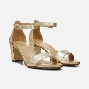 NATURALIZER dark gold Leather VERA ANKLE STRAP BLOCK HEEL SANDALS SIZE 10