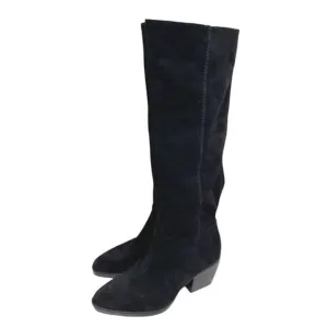 Naturalizer Fae Women Size 5 Suede Black High Knee Heeled Boots