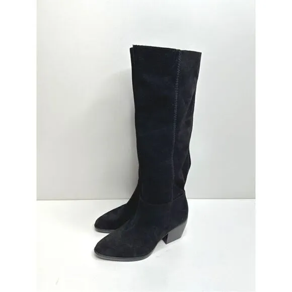 Naturalizer Fae Women Size 5 Suede Black High Knee Heeled Boots