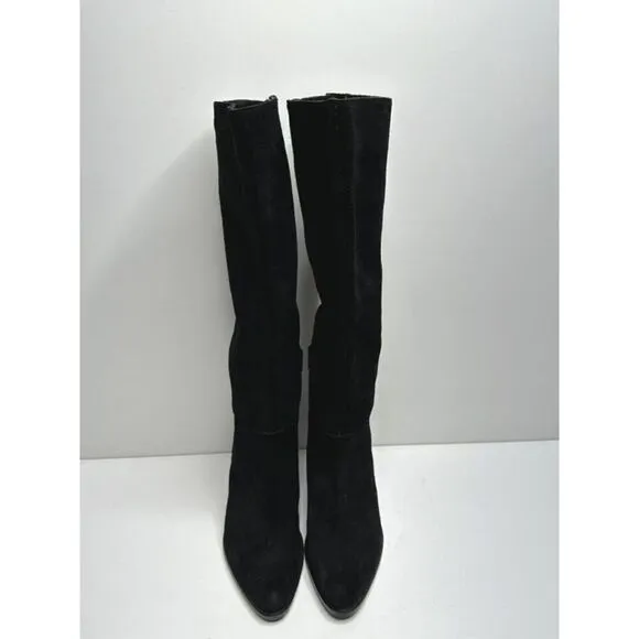 Naturalizer Fae Women Size 5 Suede Black High Knee Heeled Boots