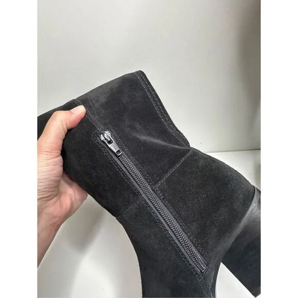 Naturalizer Fae Women Size 5 Suede Black High Knee Heeled Boots