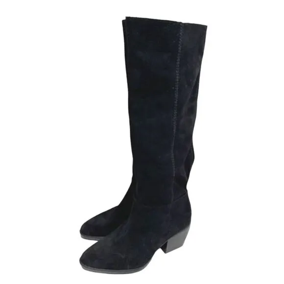 Naturalizer Fae Women Size 5 Suede Black High Knee Heeled Boots