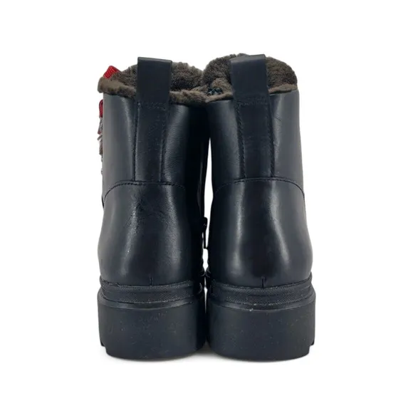Naturalizer Julian Boots Black Leather Fur Lined Lace Up Women’s 9.5M
