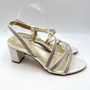 Naturalizer Womens Size 10 Vannessa 2 White Sparkly Dress Sandals Heels Shoes