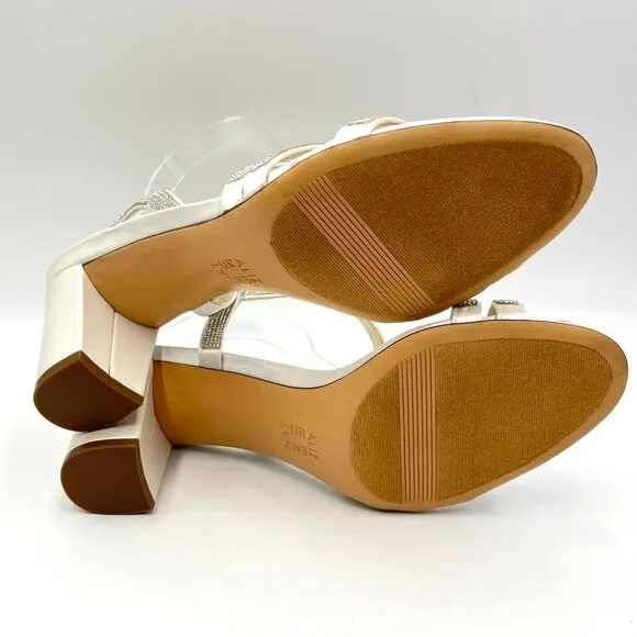 Naturalizer Womens Size 10 Vannessa 2 White Sparkly Dress Sandals Heels Shoes