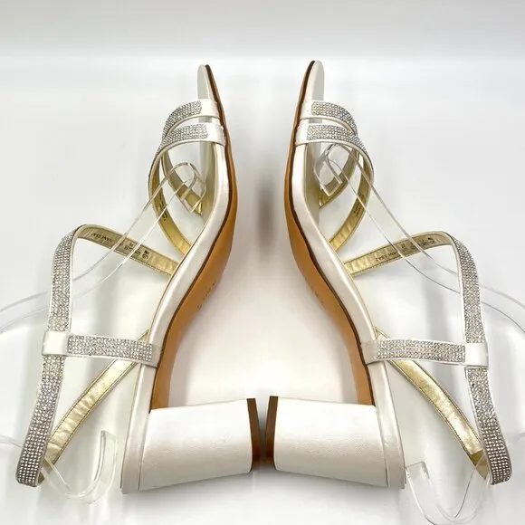 Naturalizer Womens Size 10 Vannessa 2 White Sparkly Dress Sandals Heels Shoes
