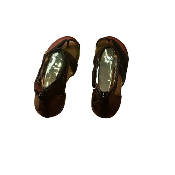 Naya Samara Sandals Ankle Wrap Back Zipper Leather Black Womens Size 9W NWB