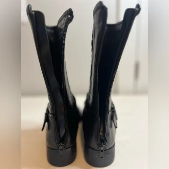 Neiman Marcus Black Leather Mid Calf Boots size 8 1/2 M