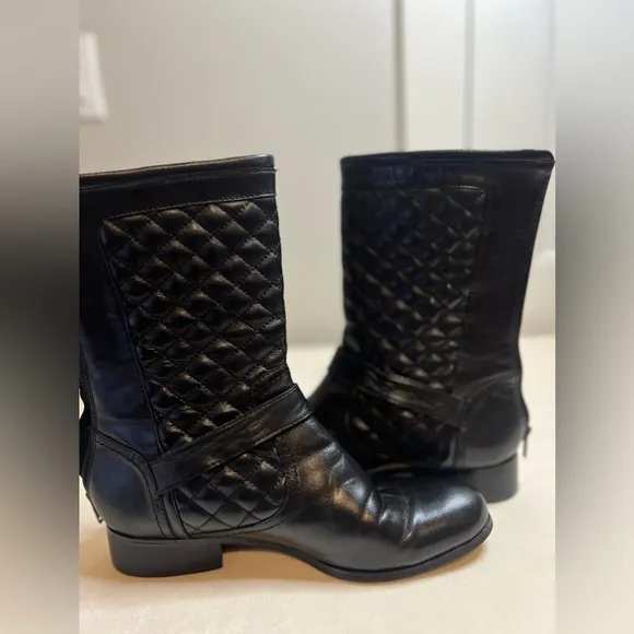 Neiman Marcus Black Leather Mid Calf Boots size 8 1/2 M