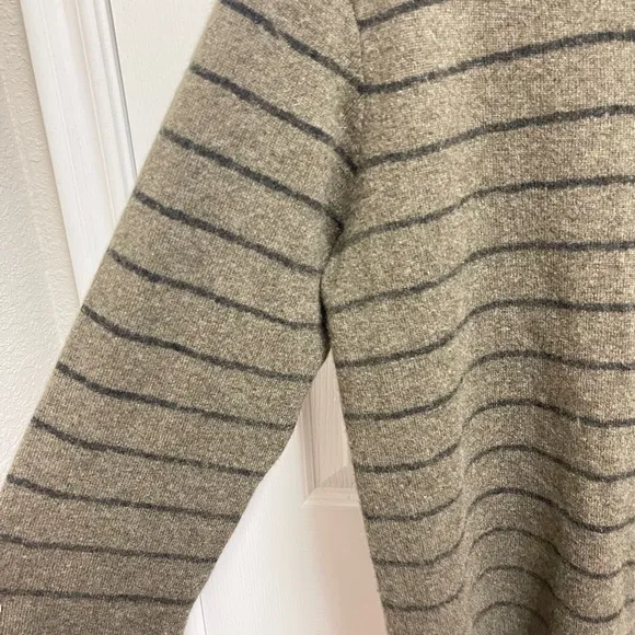 Neiman Marcus Cashmere Striped Vneck Sweater