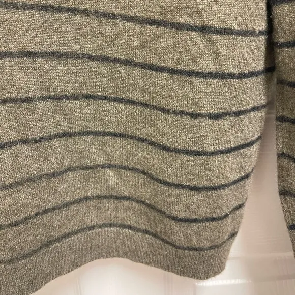 Neiman Marcus Cashmere Striped Vneck Sweater