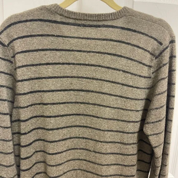 Neiman Marcus Cashmere Striped Vneck Sweater