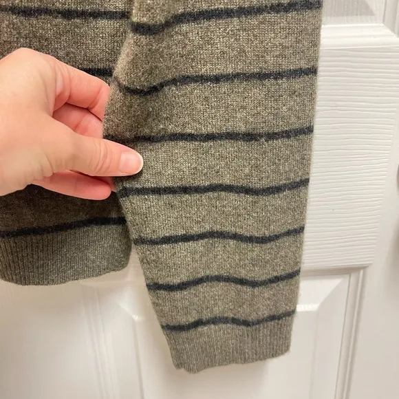 Neiman Marcus Cashmere Striped Vneck Sweater
