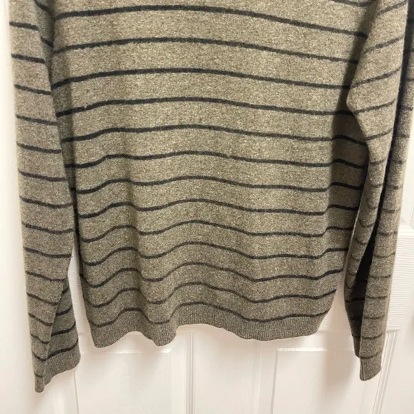 Neiman Marcus Cashmere Striped Vneck Sweater