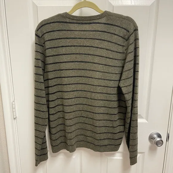 Neiman Marcus Cashmere Striped Vneck Sweater