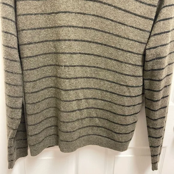 Neiman Marcus Cashmere Striped Vneck Sweater