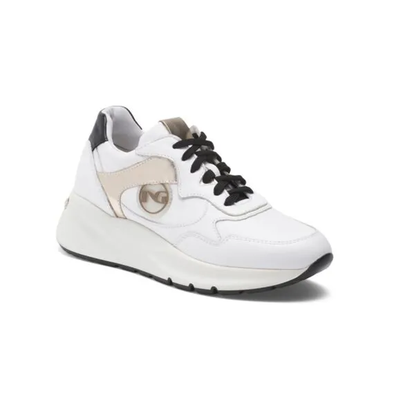 NEROGIARDINI White Made In Italy Leather Fashion Wedge Sneakers