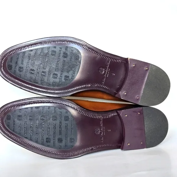 NEVER WORN Bruno Magli Cognac Mineo Leather Penny Loafers Size 9