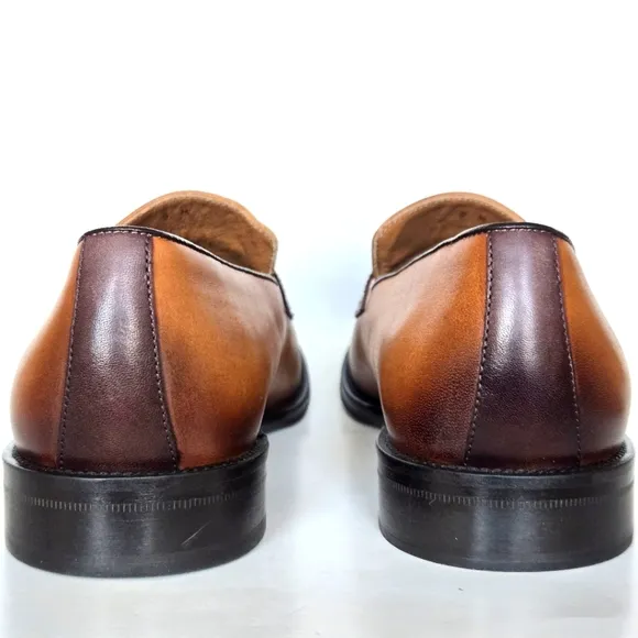 NEVER WORN Bruno Magli Cognac Mineo Leather Penny Loafers Size 9