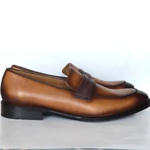 NEVER WORN Bruno Magli Cognac Mineo Leather Penny Loafers Size 9